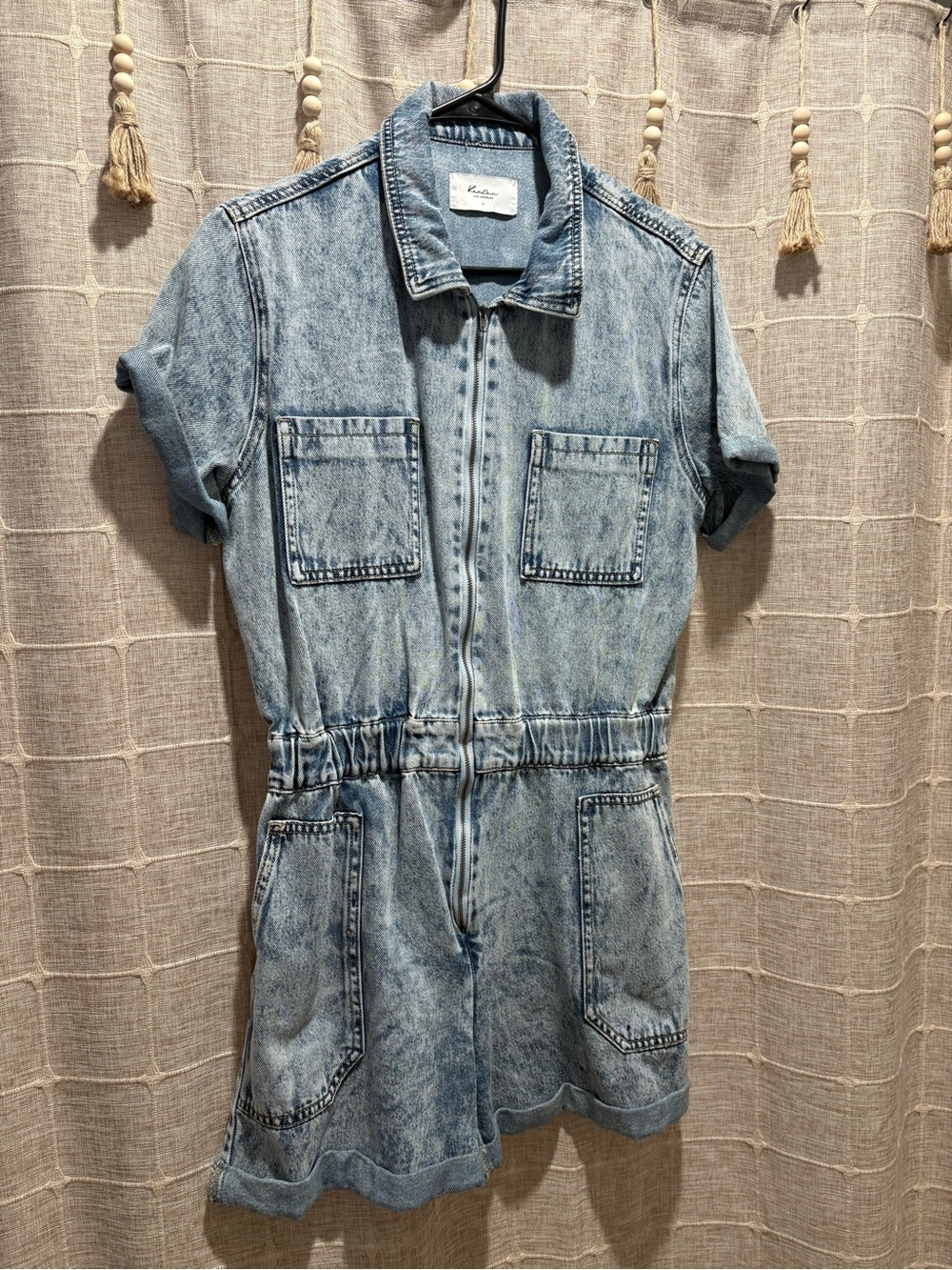 KanCan Light Blue Washed Denim Short Sleeve Romper